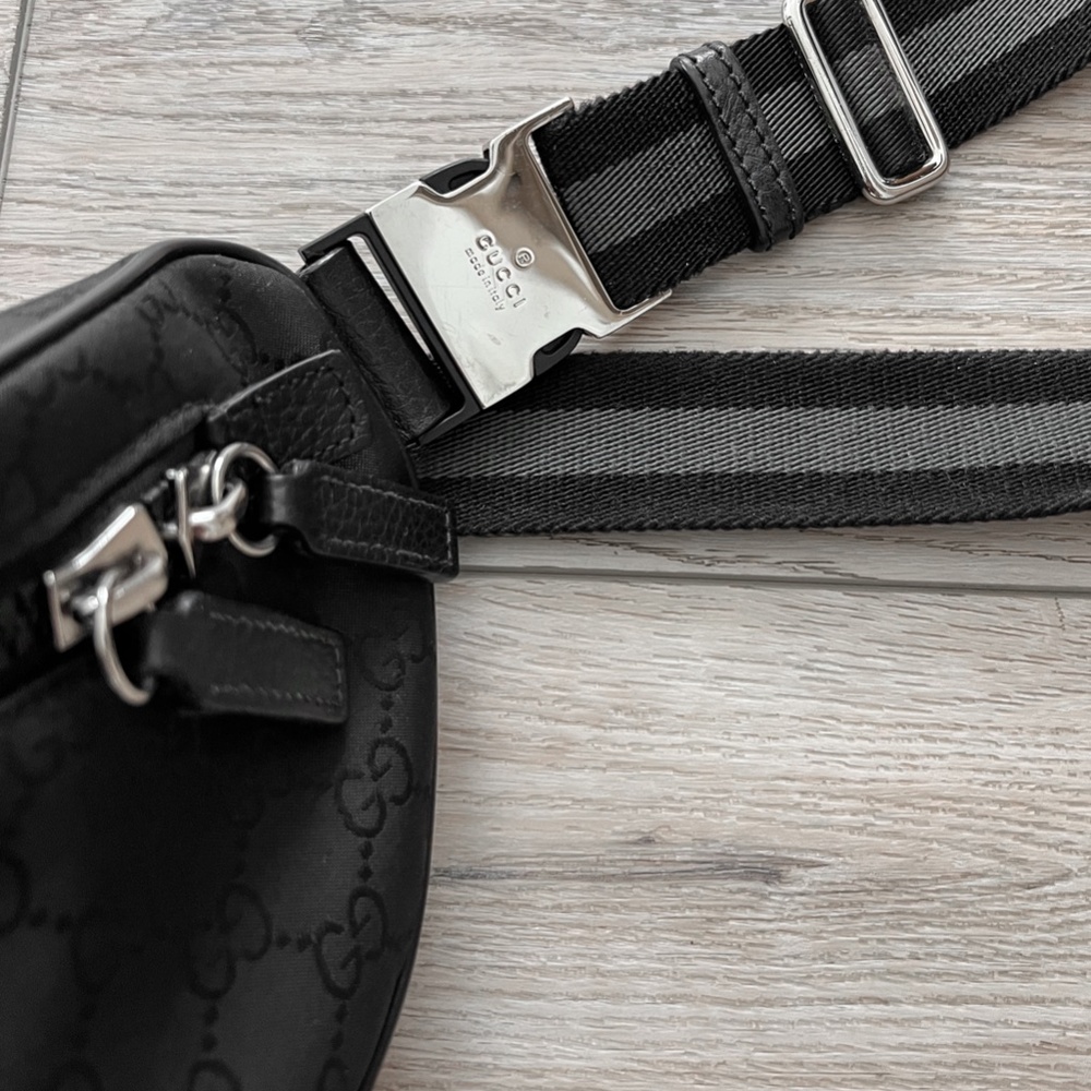 Rare Gucci Black Monogram Guccissima Belt Shoulder Bag Italy - Picture 7 of 14